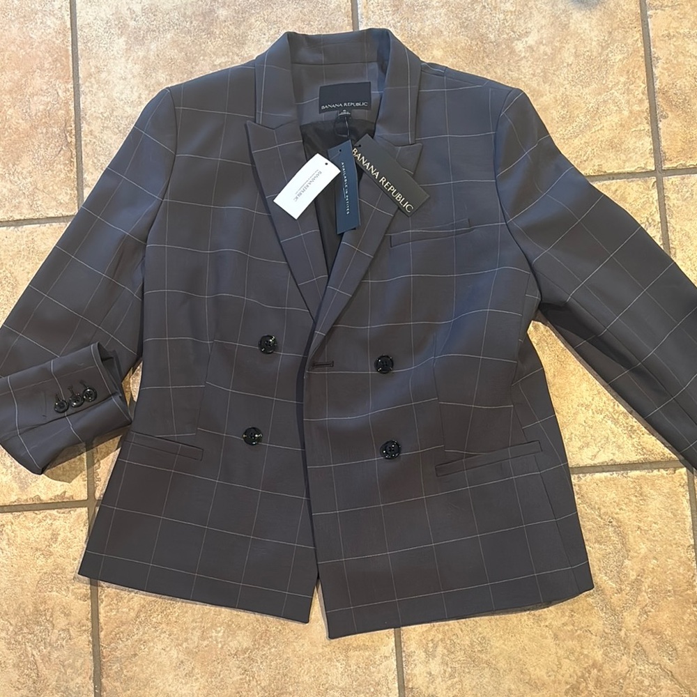 Banana Republic Checkered Charcoal Suit